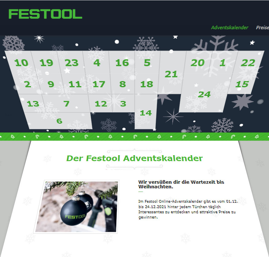 Festool Online-Adventskalender 2021